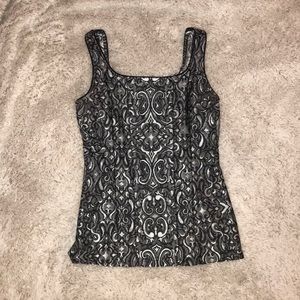 Classy black and white tank top.